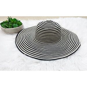 Danielle Meucci Striped Floppy Wide Straw Sun Hat